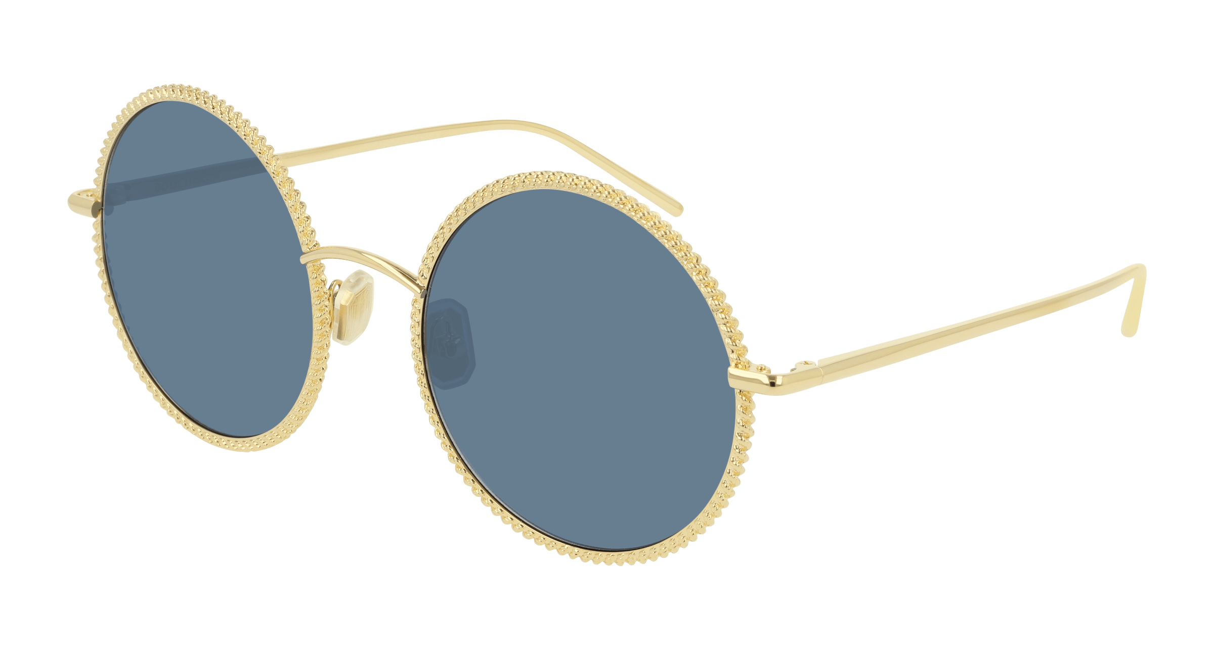 Lunettes De Soleil Boucheron BC0045S-001 - Monture Gold Métal Précieux, Verres Gris - Neuves Avec étiquettes
